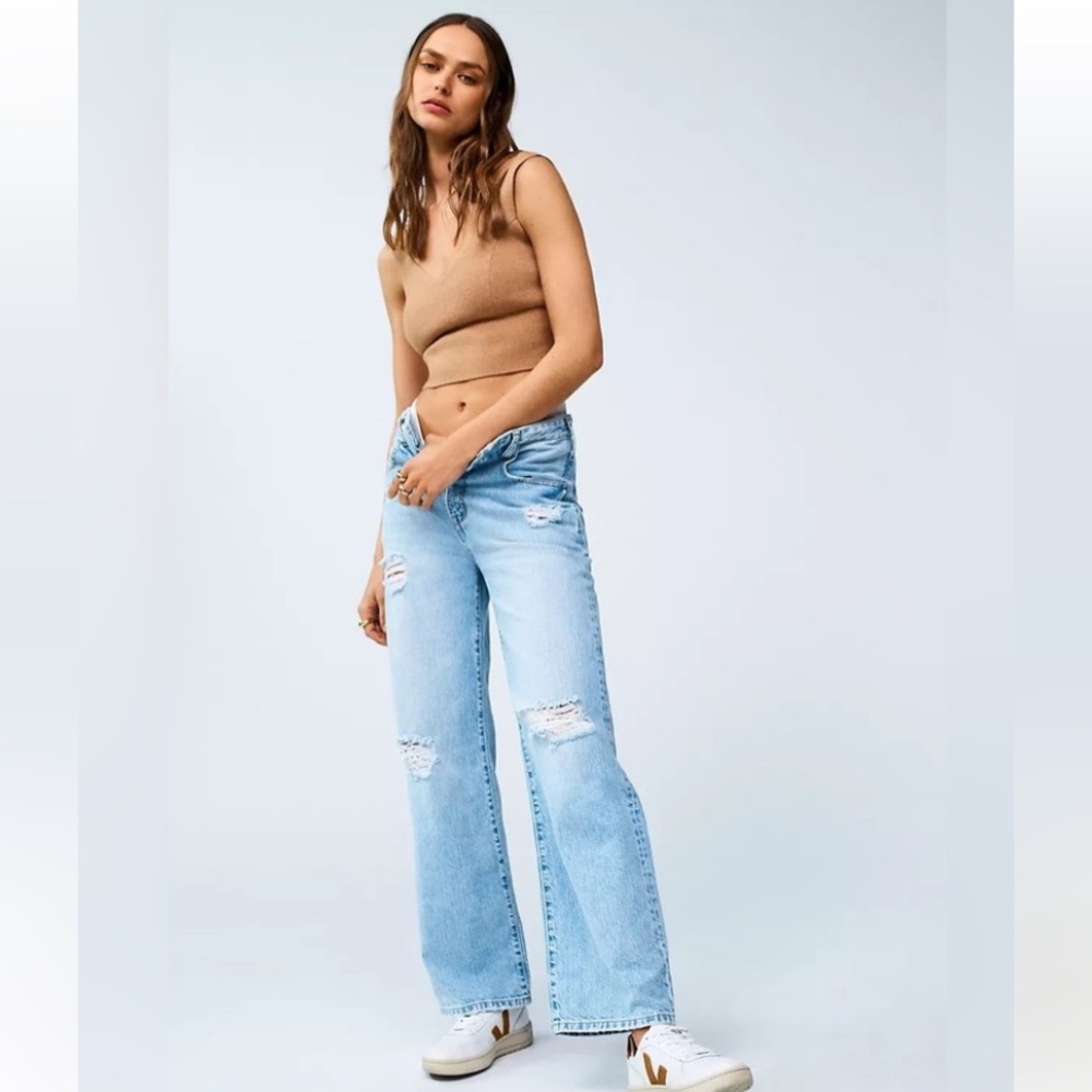 NWOT Pilcro Anthropologie Joey High Rise Wide Leg Relaxed Indie Denim Jeans 28